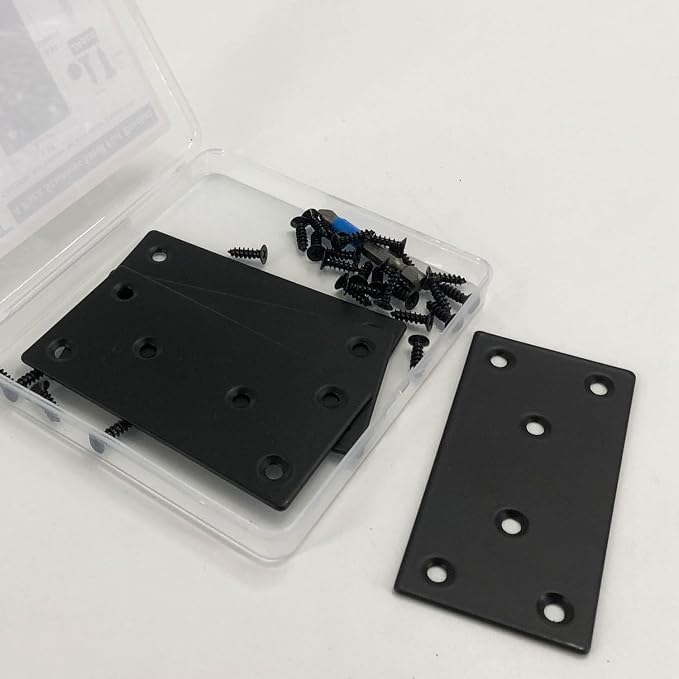 QSJ 4 Pack Black Flat Mending Plate, Six-Hole Metal Bracket, Straight Steel - Image 4