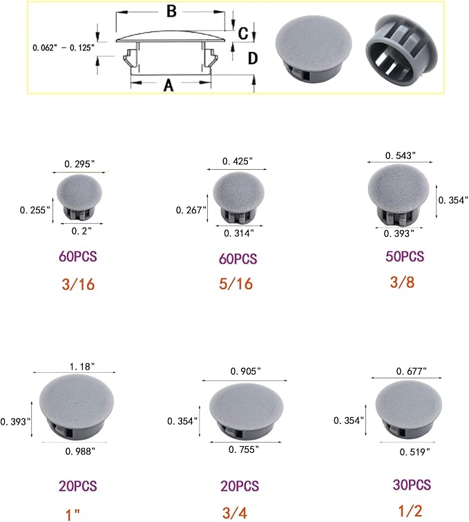 240Pcs 6 Sizes Plastic Hole Plugs, Plastic Plugs - Image 4