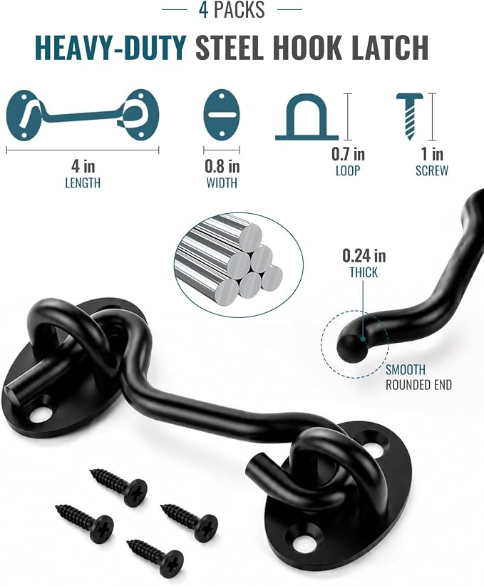 Sliding Barn Door Lock Gate Latch Hook and Eye Latch Screen Door Hardware | 4 - Image 2