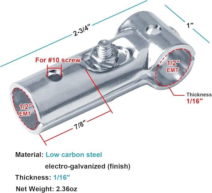 20 Sets T Pipe Connector Tee Clamp Fittings, Fits 1/2" EMT Conduit | Embedding - Image 2