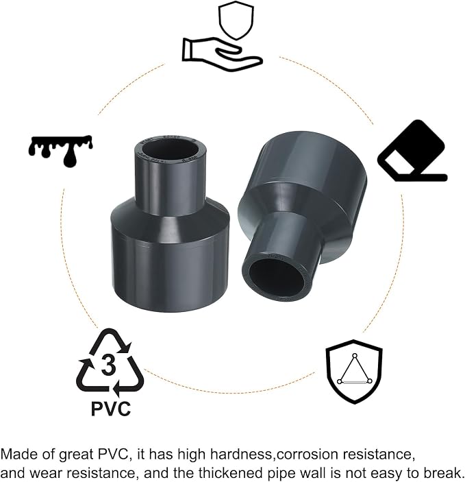 HARFINGTON PVC Reducing Coupling 1-1/2 x 3/4" Increaser/Reducer Coupling Pipe - Image 6