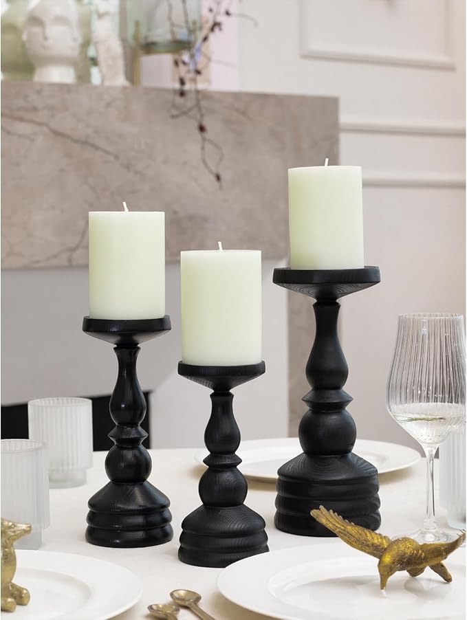 3x4 inch Pillar Candles Set of 3 – Unscented Dripless Rustic Ivory Candles - Image 3