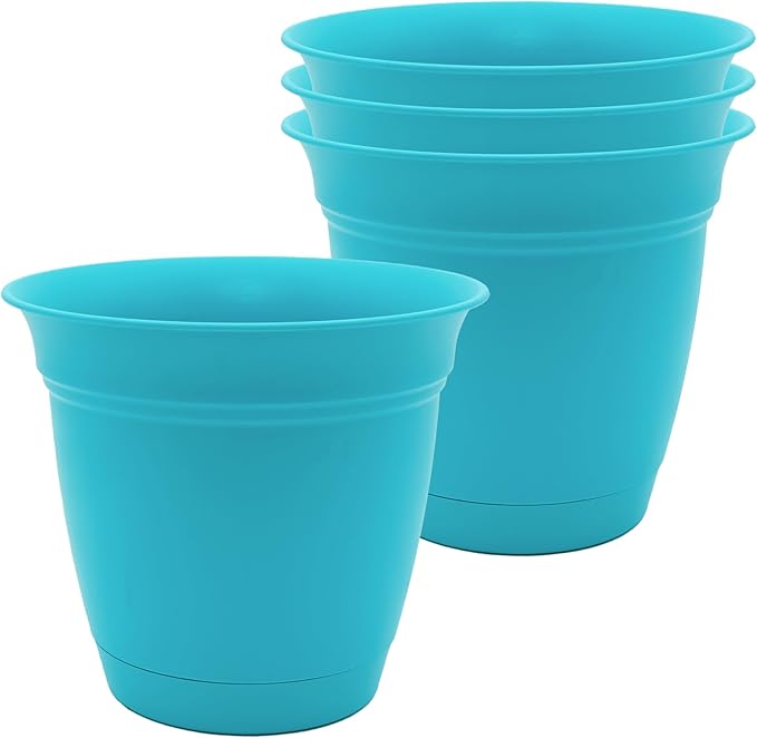 The HC Companies Eclipse Round Planter Pot, 8 Inch, Attached Saucer, Drainage by TheHCCompanies
