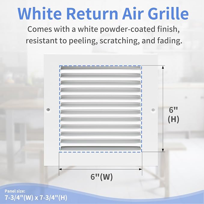 Howeall 6"W x 6"H Steel Return Air Grille, Air Return Vent Cover - Image 3