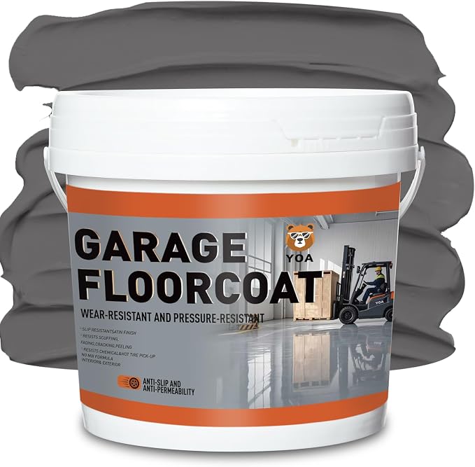 YOA Concrete Garage Floor Paint, Acrylic Resin Coating, 1Gallon Medium Gray | by YOA