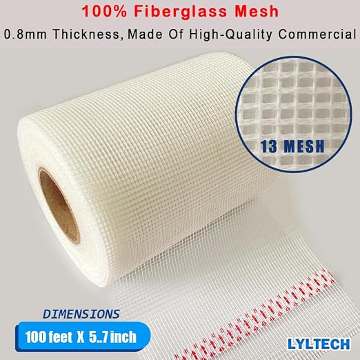 LYLTECH Fiberglass Drywall Mesh Tape 5.7in x 100ft Self-Adhesive Mesh | 13 Mesh - Image 2
