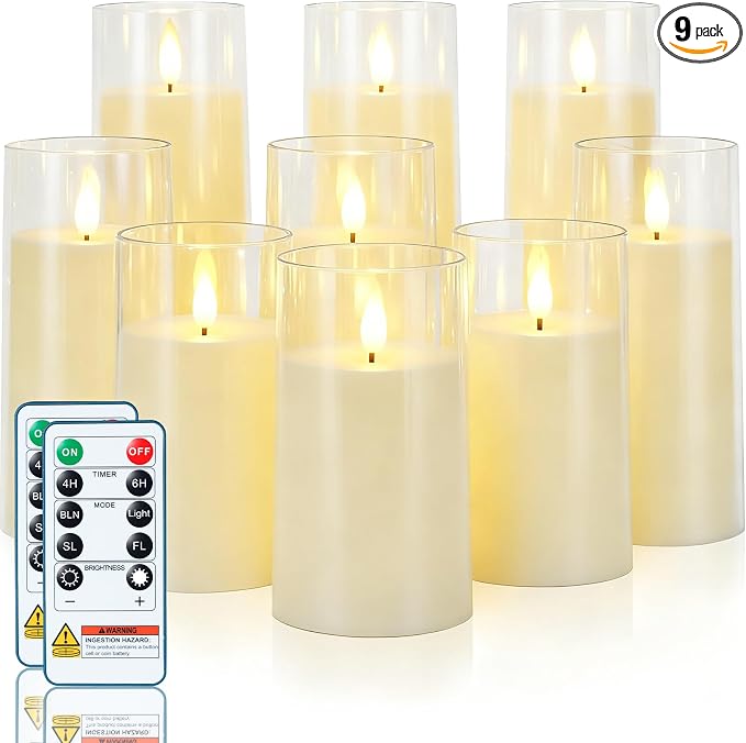 Homemory Ivory Flickering Flameless Candles, Battery Operated Acrylic LED by Homemory