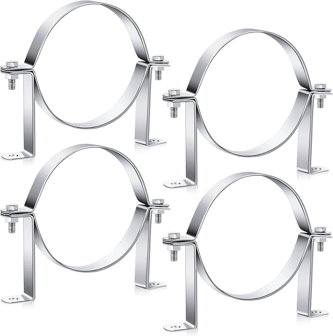 4 Pcs 6 Inch B Vent Wall Straps, Round Pipe Split Ring Hangers | Galvanized by Dunzy