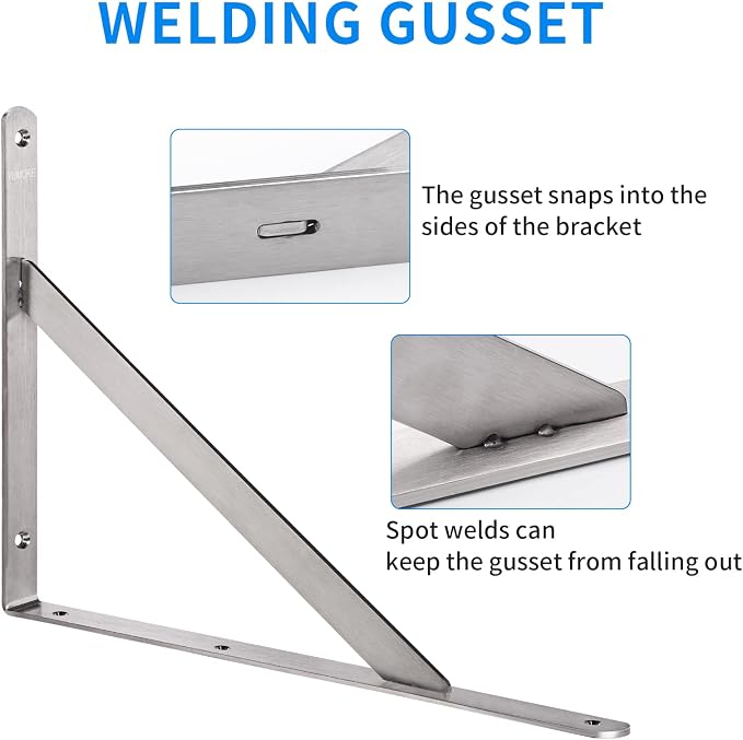 YUMORE 18 Inch Shelf Bracket, Heavy Duty L Bracket, 2 Pack - Image 4