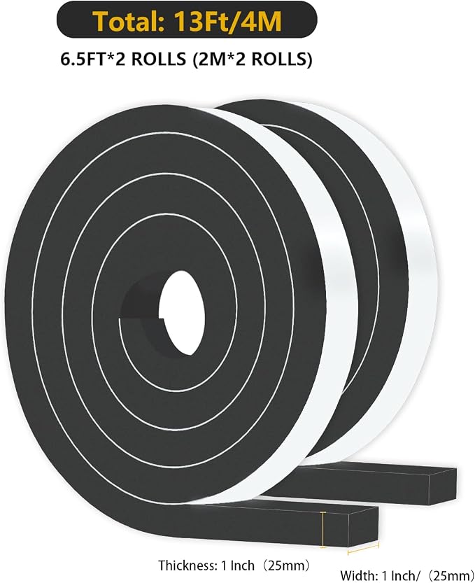 Foam Weather Stripping Tape, High Density CR, 1 in x 1 in x 13Ft | Weather - Image 2