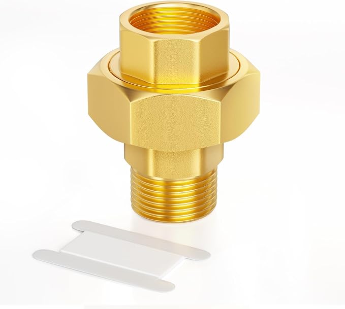 GASHER 1/2" NPT Brass Union Pipe Fitting | 1/2 Inch Male x 1/2 Inch Female by GASHER