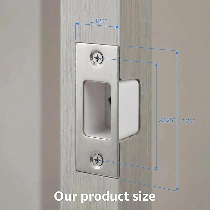 5 Pack Deadbolt Strike Plate, Stainless Steel Door Strike Plate, 2-3/4" | - Image 2