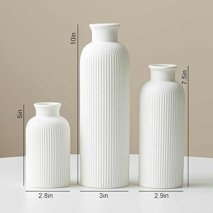 Modern Ceramic Vase Set, 3-Piece Decorative Vases - Image 8