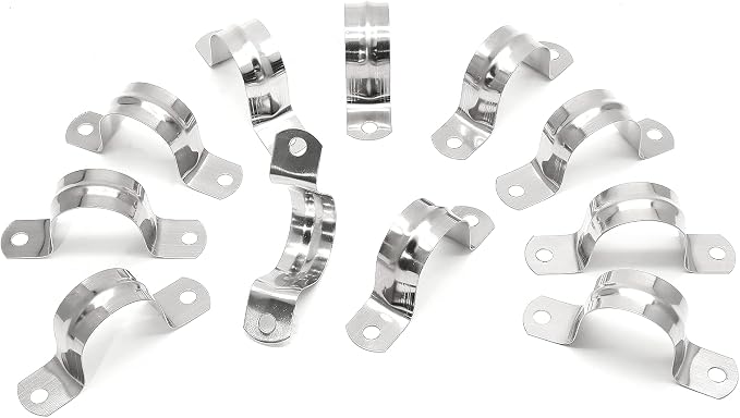 10Pcs 1-9/16 Inch Stainless Steel Conduit Clamps | Two Hole Strap, U Bracket - Image 6