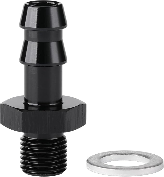 M10x1.0 Male Metric to 5/16 Barb Fuel Pump Outlet Adapter Fitting Aluminum Black by Podavelle