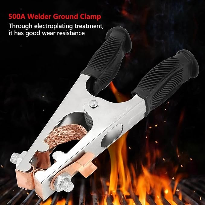 2PCS Welding Ground Clamp, 500A Grounding Electroplated Earth Clip | Copper - Image 3