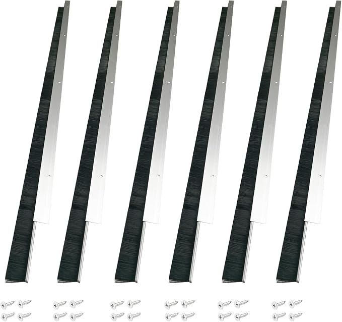 6 Sets Retsun Garage Door Brush Seal, 1 1/2" x 39.37" Brush Door Sweep by HOME