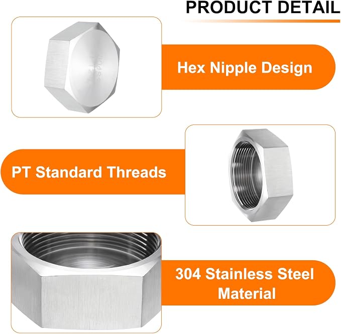 uxcell 1pcs Hex End Cap 304 Stainless Steel Nut - Image 3