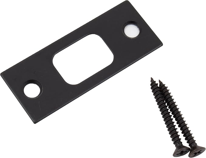 Square Corner Deadbolt Strike Plate, 1-1/8" x 2-3/4", 2-1/8" Center-to-Center by StoneHarborHardware