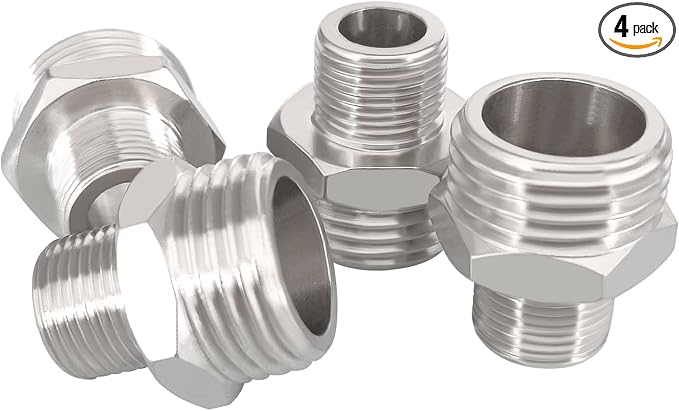 G 1/2 male x 3/8 Male Compression Reducer Faucet Adapter 4PCS | Nickel Plated by Fitvell
