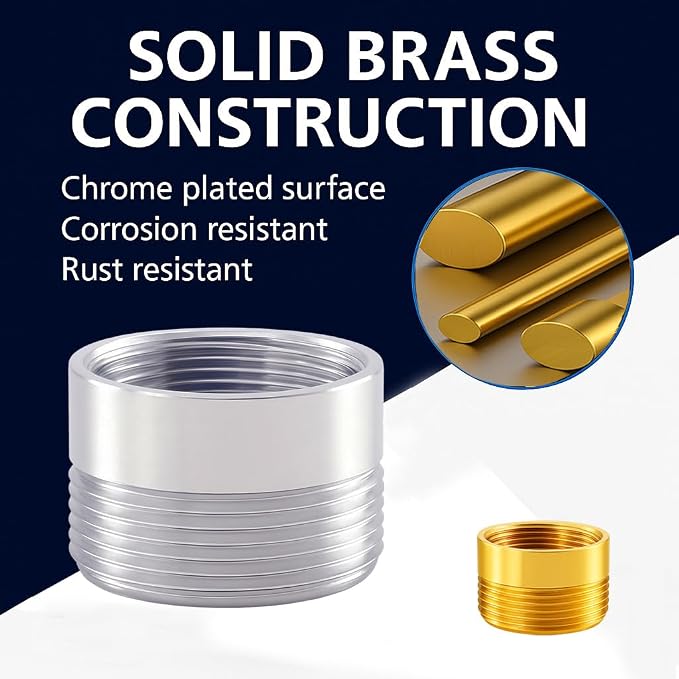 Faucet Adapter, Female 3/4"-27 TPI to Male 55/64"-27 TPI | Chrome Brass Faucet - Image 4