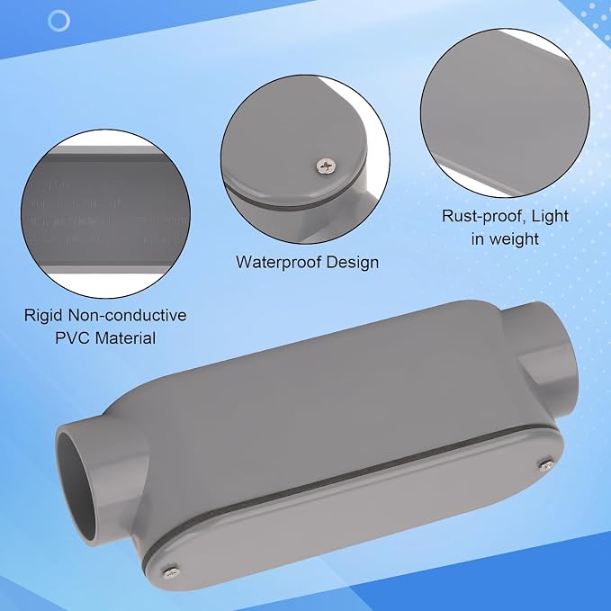 2Pack 1-1/2 Inch Rigid PVC Conduit Body Type C 1.50IN Slip x Slip PVC Conduit - Image 4