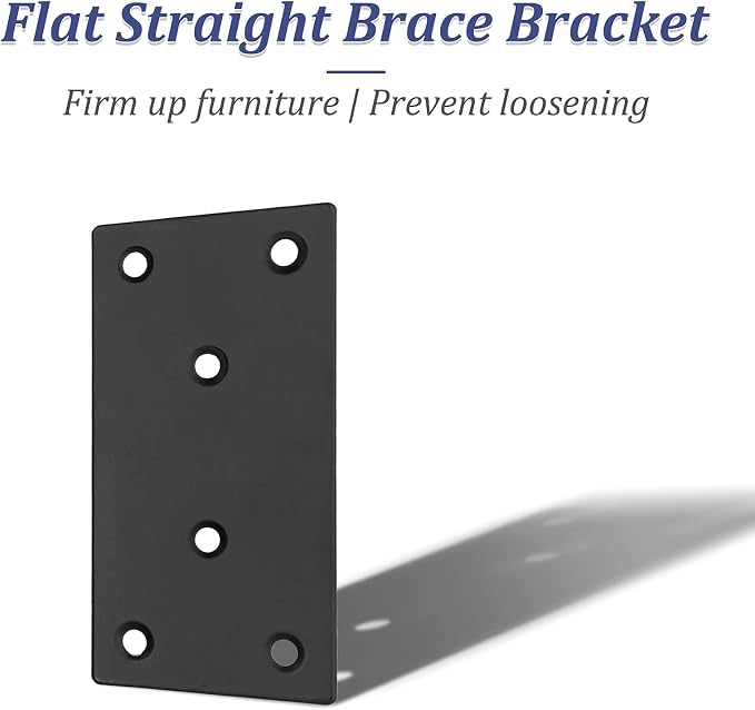 Bonsicoky 8Pcs Flat Straight Brace Brackets, 3.9 x 2 / 100 x 50mm | Stainless - Image 4