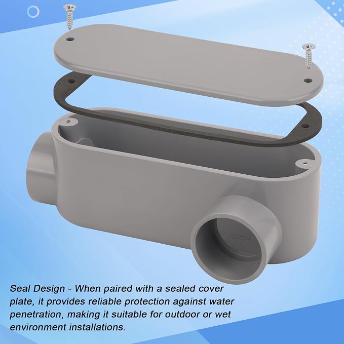 2Pack 1-1/4 Inch Rigid PVC Conduit Body Type LL 1.25IN PVC Conduit Bodies LL - Image 3