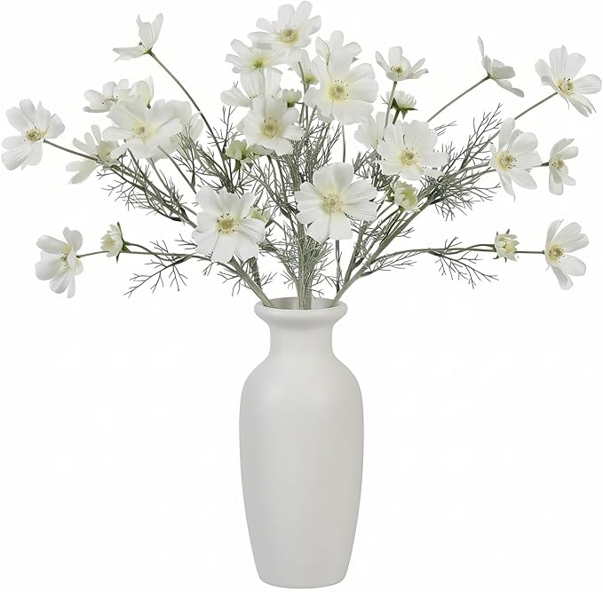 4 Pcs White 24" Tall Artificial Cosmos Flowers by LINSIEARTIFICIALFLOWERS