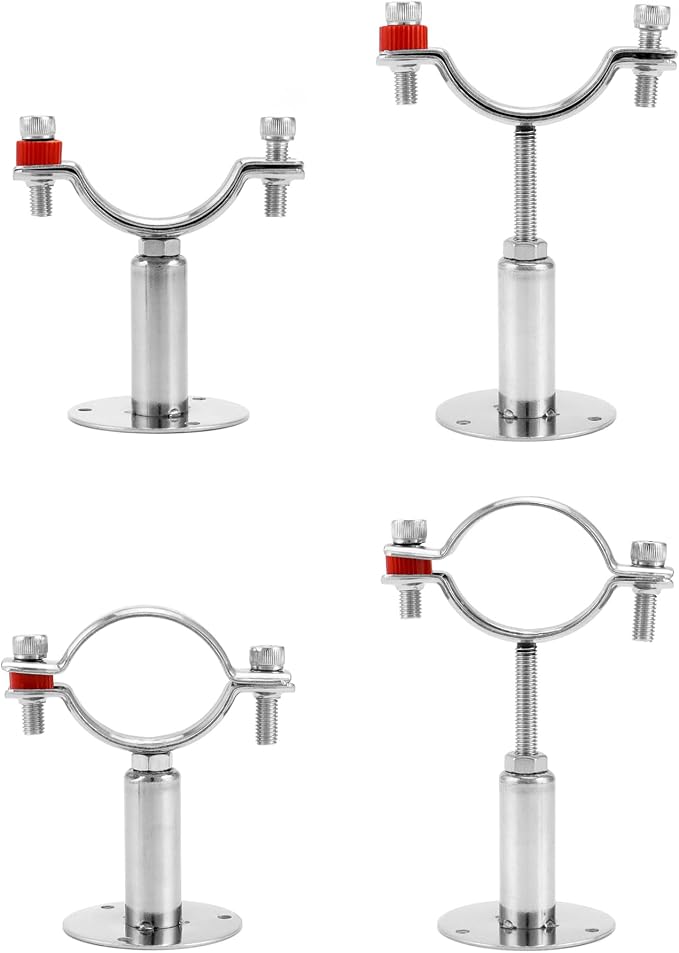 QWORK Adjustable 2" OD Pipe Wall & Ceiling Mount Support – Stainless Bracket - Image 7