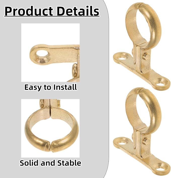 2 PCS Brass Pipe Holder Bracket Wall Mounted Water Tube Support Clamp Heavy - Image 3