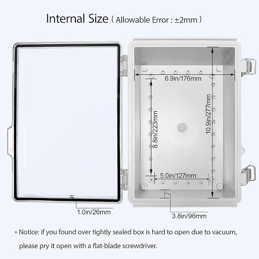 Electrical Box, IP67 Waterproof Hinged Clear Cover Stainless Steel Latch - Image 5