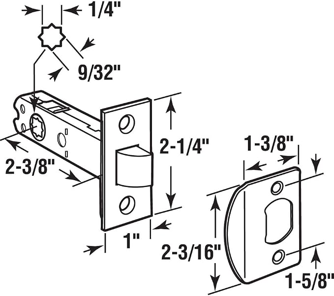 Prime-Line E 2281 Passage Door Latch, 9/32 in. and 1/4 in. Square Drive - Image 2