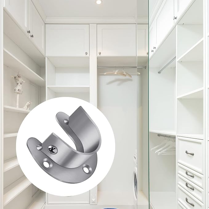 4 Packs Stainless Steel Wardrobe Bracket U-Shaped Rod Socket Flange | 1-1/4 - Image 5