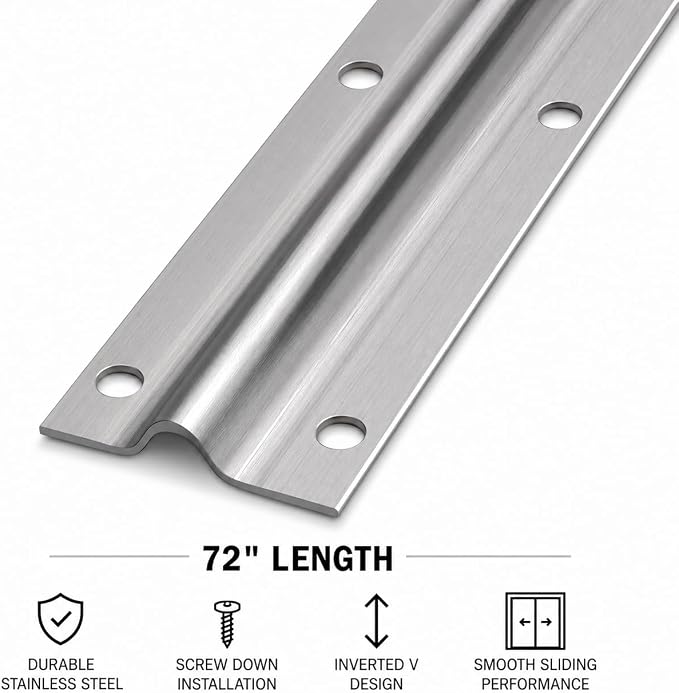 KC Hardware Stainless Steel Sliding Glass Door Screw Down Track, Inverted V - Image 5