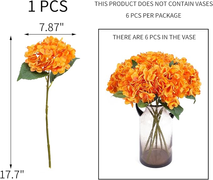 Kimura's Cabin 6pcs Hydrangea Artificial Flowers Fall Fake Hydrangea, Wedding - Image 2