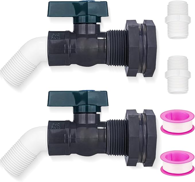 2 Pack PVC Rain Barrel 45°Elbow Spigot Kit, 3/4 Inch Rain Barrel Valve by Enoch%27s+Land