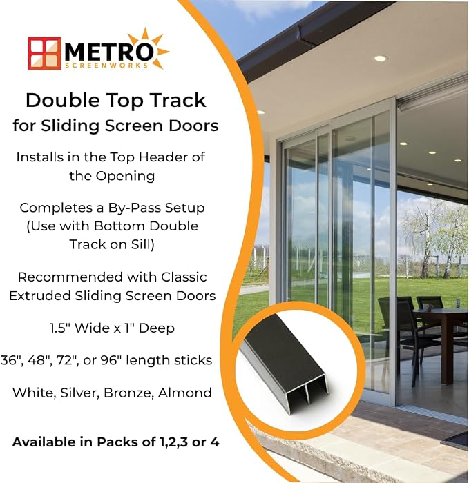 Top Double Channel Track for Bypass & French Sliding Screen Doors, Aluminum | - Image 4
