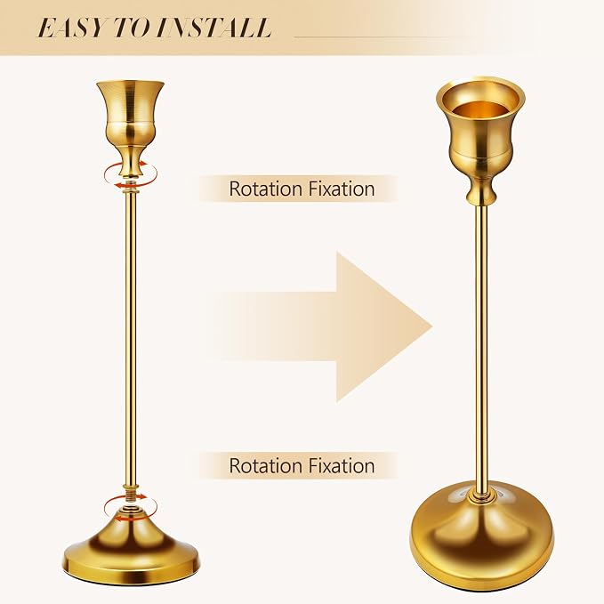 Candlestick Holders 6 PCS Metal Taper Candle Holders, KSWING Gold Candle Stick - Image 7
