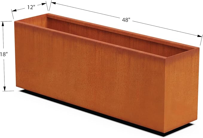 Large Rectangular Planters for Outdoor Plants | 48x12x18 Corten Steel Planter - Image 5