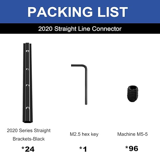 24pcs 2020 Straight Connector Corner Bracket Joint Plate Black | 2020 Hardware - Image 3
