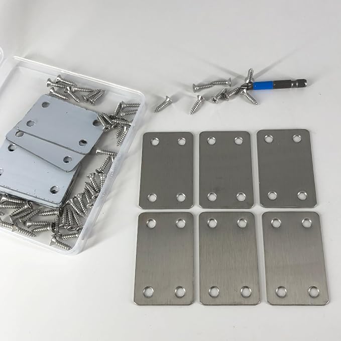 QSJ 12 Pack Flat Mending Plate, Metal Bracket, Stainless Steel Brace 2.36 x - Image 5