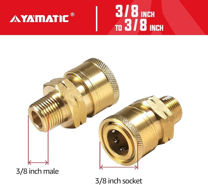 YAMATIC 3/8 in Quick Connect Socket to Male NPT Adapter, 5000 PSI, 2 Pack | - Image 6