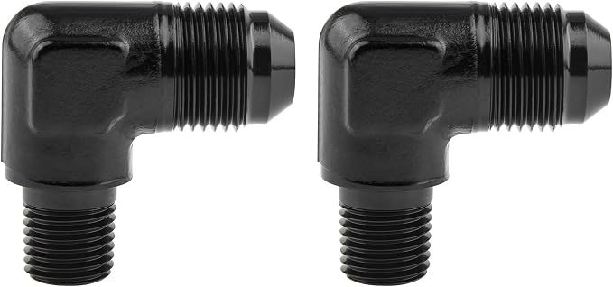 EVIL ENERGY 8AN to 1/4" NPT Male 90 Degree Fitting Adapter Aluminum 2PCS by EVILENERGY