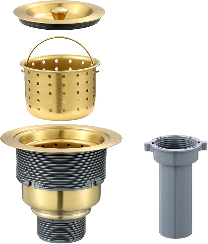 ROVOGO Kitchen Sink Drain Assembly Gold, Removable Deep Strainer Basket by ROVOGO