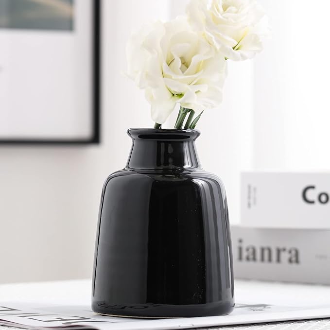 Black Small Vase Set of 3 for Modern Home Decor, Ceramic Vases for Centerpieces - Image 4