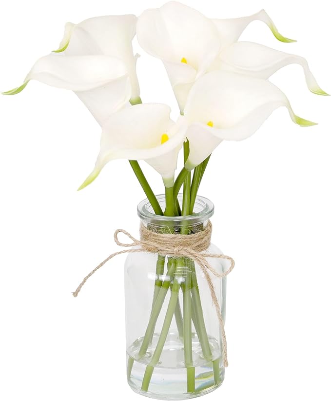 Muhanjia Artificial Flowers Calla Lily in Glass Vase by Muhanjia