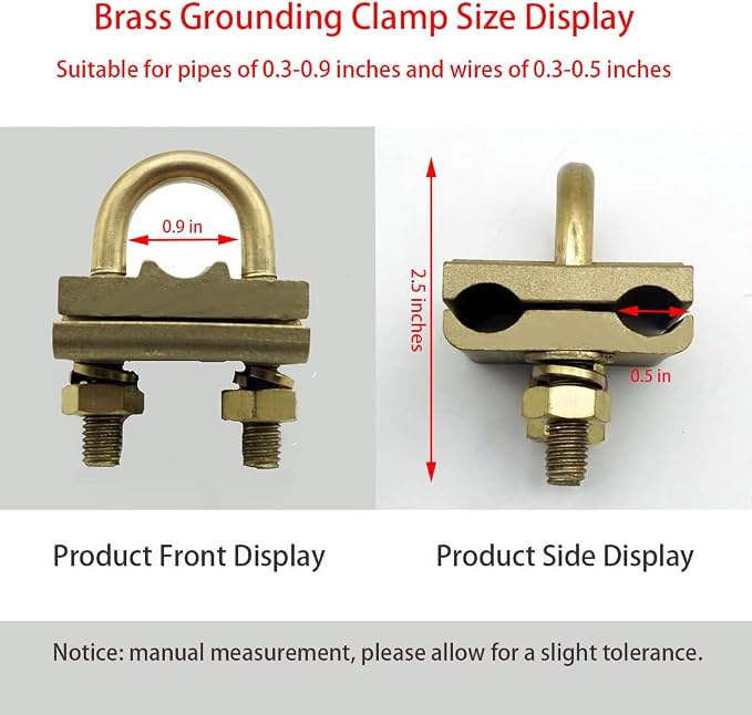 Ground Rod Clamp for 2 Vertical Wires, Brass U Clamp Wiring Fixture, Connect - Image 2