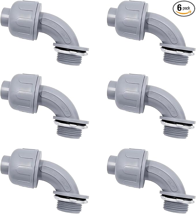 3/4 inch Liquid Tight Connector 90 Degree PVC Flexible Conduit Connector by Wocloer