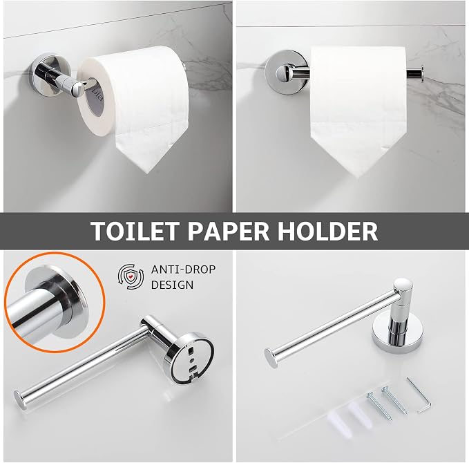 BGL Bathroom Accessory Set Chrome 4 Pieces Bathroom Towel Rack 24 Inches - Image 4